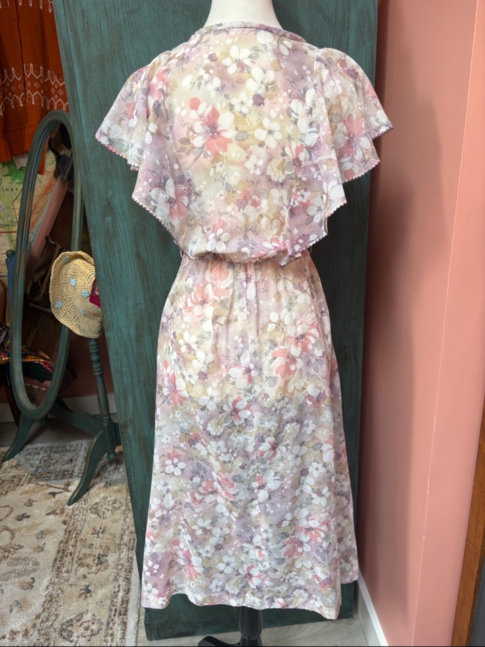 Vintage Sheer Floral Dress | Prairie Style Sz Sm-Med - Picture 9 of 11